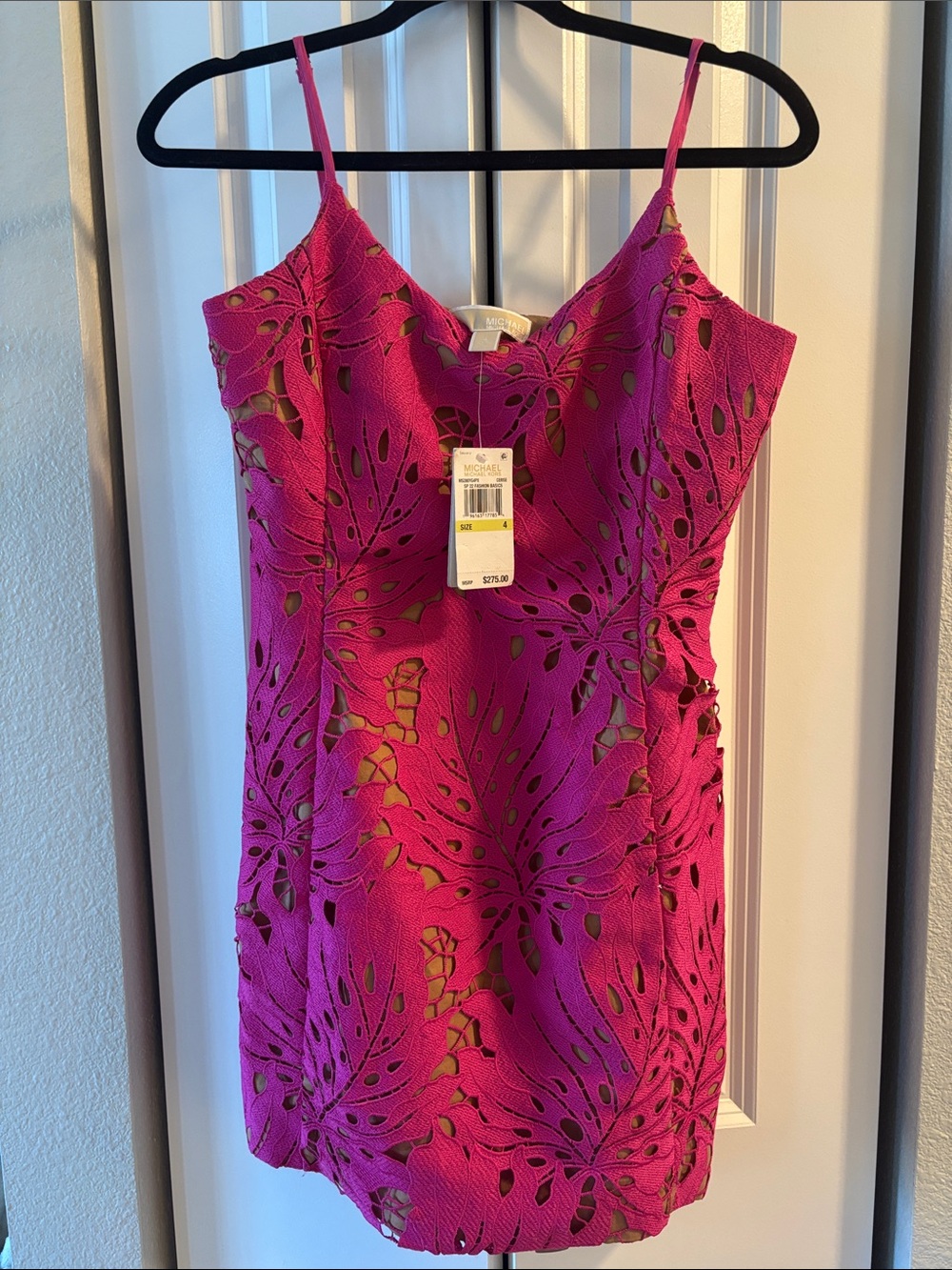 MICHAEL KORS Hot Pink Laser-Cut Mini Dress